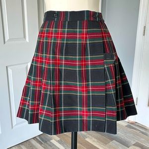 Co-Ed Uniform Company Pleated Retro 90s Style Plaid Pattern Knee Length Skirt